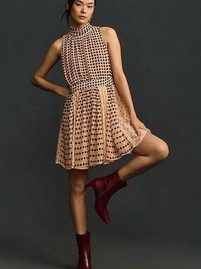 Anthropologie Sleeveless Mock‑Neck Back‑Bow Swing Midi Dress – NWT – Size 1X